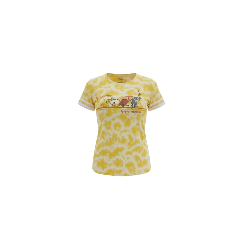 Disney Lion King T-Shirt Womens Medium Yellow Tie Dye Hakuna Matata Graphic Tee